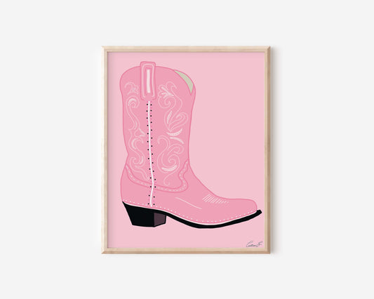 Pink Cowgirl Boot Art Print | Digital Download