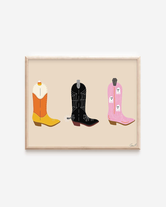 Halloween Cowgirl Boots Art Print | Digital Download