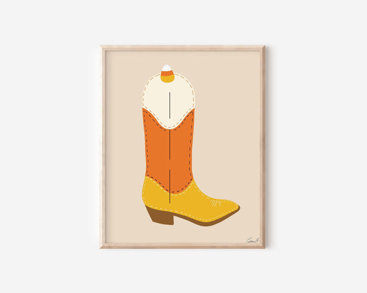 Halloween Candy Corn Boot Art Print | Digital Download