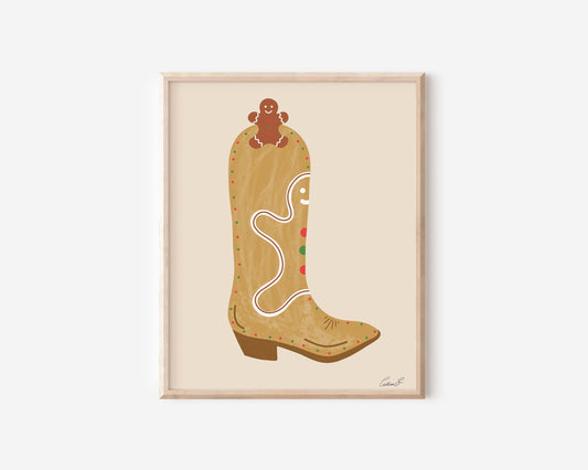 Gingerbread Boot Art Print | Digital Download