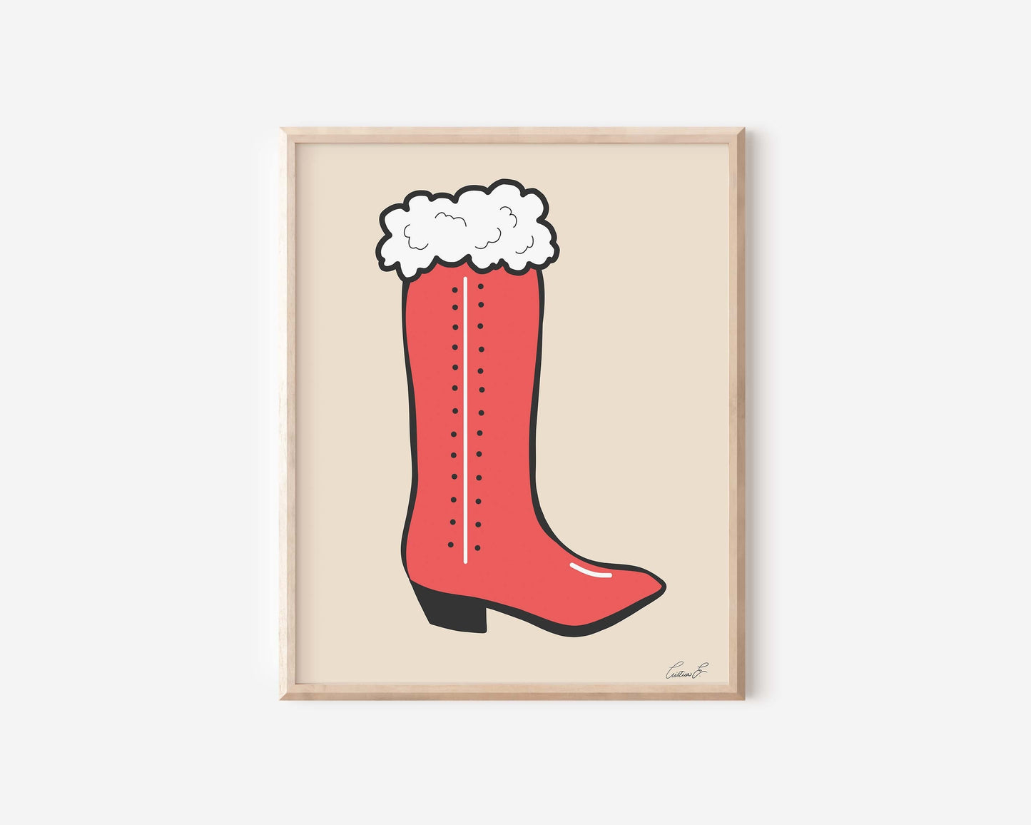 Santa Cowboy Boot Art Print | Digital Download