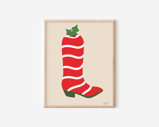 Peppermint Cowboy Boot Art Print